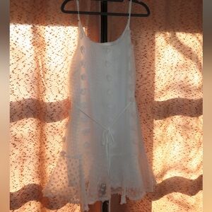 White Tufted Polka Dot Mini Dress